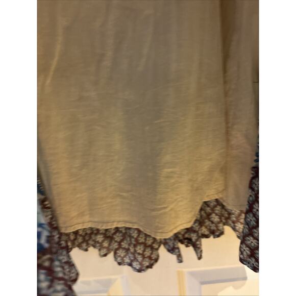 Calypso St Barth Tiered mixed print lined Cotton maxi full Skirt blue brown sz S - Picture 5 of 13